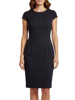 Lafayette 148 New York Black Sheath Dress Size 8 Corporate Chic Minimalist
